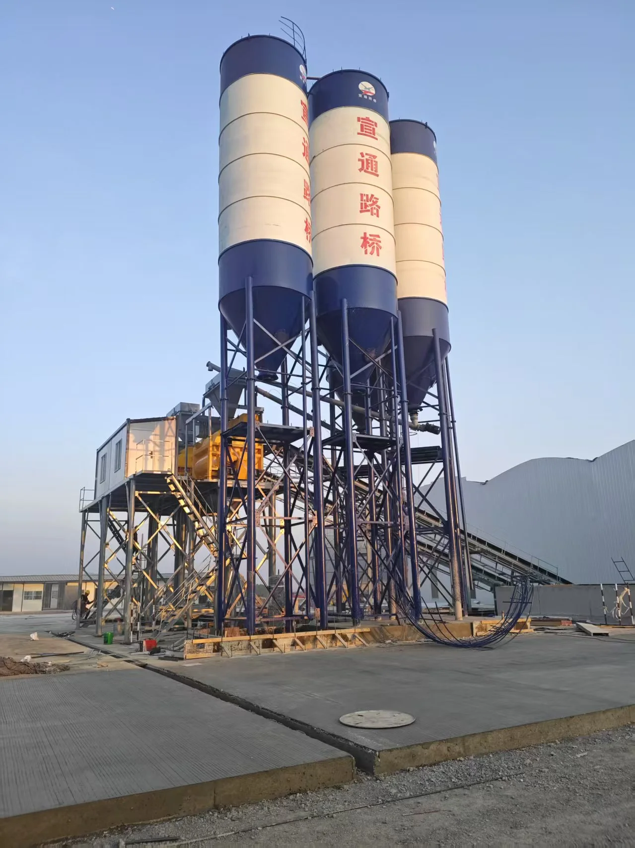 Used concrete batching plant being prepared for export shipment